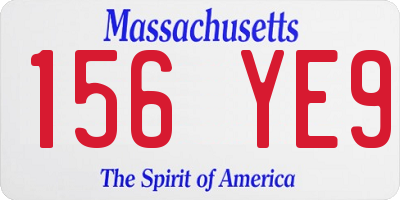 MA license plate 156YE9