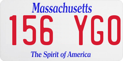 MA license plate 156YG0