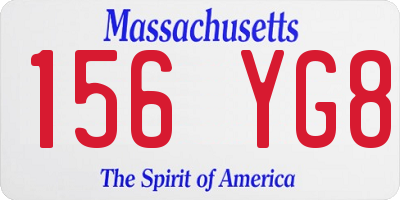 MA license plate 156YG8