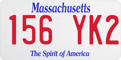MA license plate 156YK2