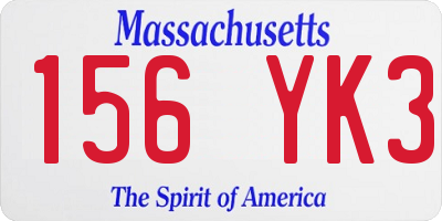 MA license plate 156YK3