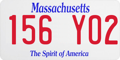 MA license plate 156YO2
