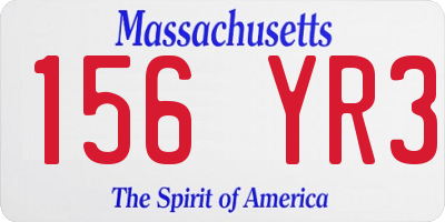 MA license plate 156YR3