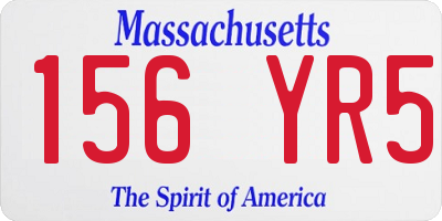 MA license plate 156YR5