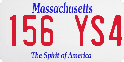 MA license plate 156YS4