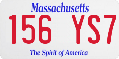 MA license plate 156YS7