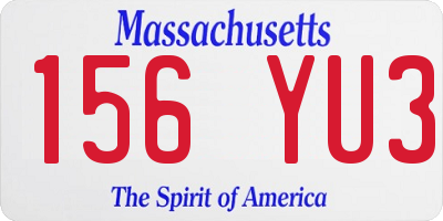 MA license plate 156YU3