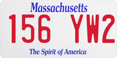 MA license plate 156YW2