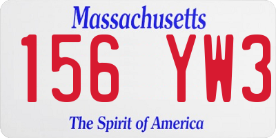 MA license plate 156YW3
