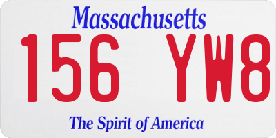 MA license plate 156YW8