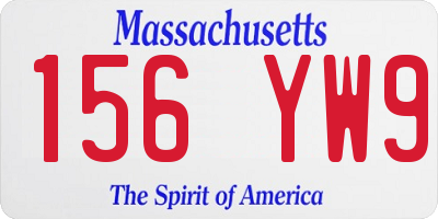 MA license plate 156YW9