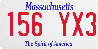 MA license plate 156YX3