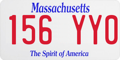 MA license plate 156YY0