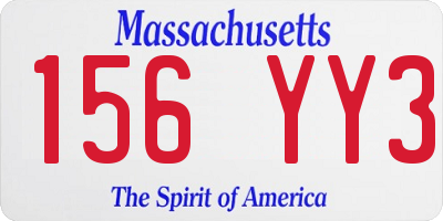 MA license plate 156YY3