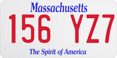 MA license plate 156YZ7