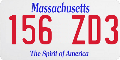 MA license plate 156ZD3