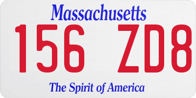 MA license plate 156ZD8