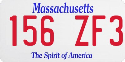 MA license plate 156ZF3