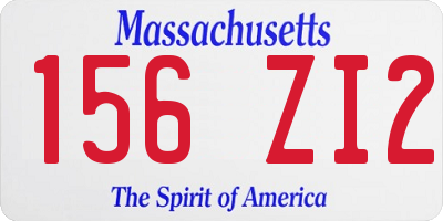 MA license plate 156ZI2