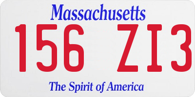 MA license plate 156ZI3