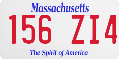 MA license plate 156ZI4
