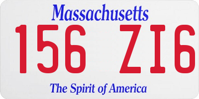 MA license plate 156ZI6