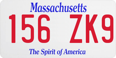 MA license plate 156ZK9