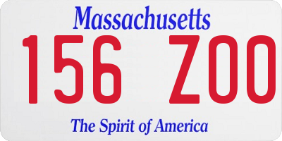 MA license plate 156ZO0