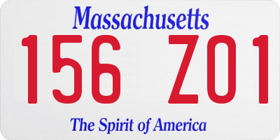 MA license plate 156ZO1