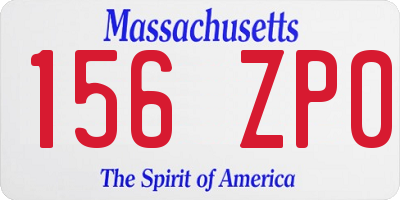MA license plate 156ZP0