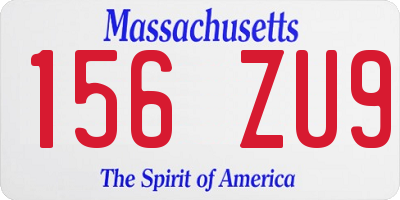 MA license plate 156ZU9