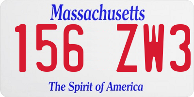 MA license plate 156ZW3