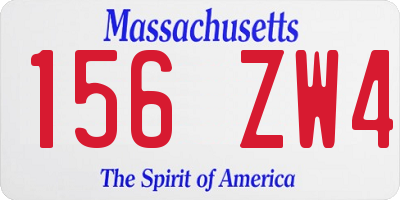 MA license plate 156ZW4
