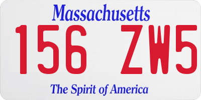 MA license plate 156ZW5