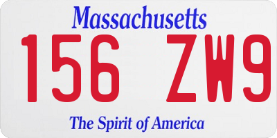 MA license plate 156ZW9