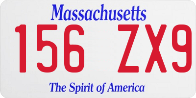 MA license plate 156ZX9