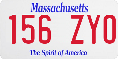 MA license plate 156ZY0