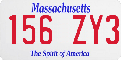 MA license plate 156ZY3
