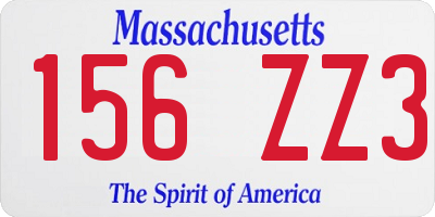 MA license plate 156ZZ3