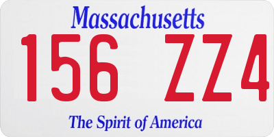 MA license plate 156ZZ4
