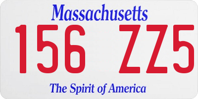 MA license plate 156ZZ5