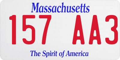 MA license plate 157AA3