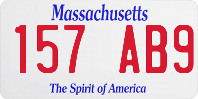 MA license plate 157AB9