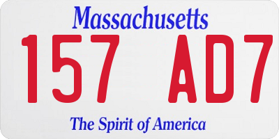 MA license plate 157AD7