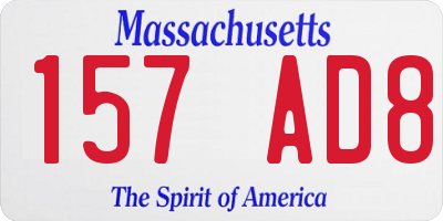 MA license plate 157AD8