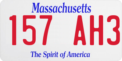MA license plate 157AH3