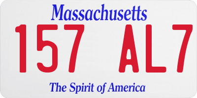 MA license plate 157AL7