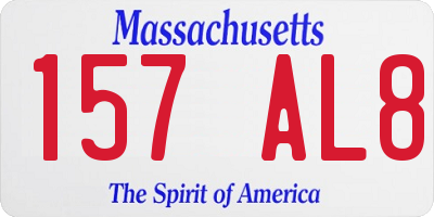 MA license plate 157AL8