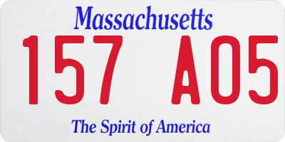 MA license plate 157AO5