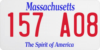 MA license plate 157AO8